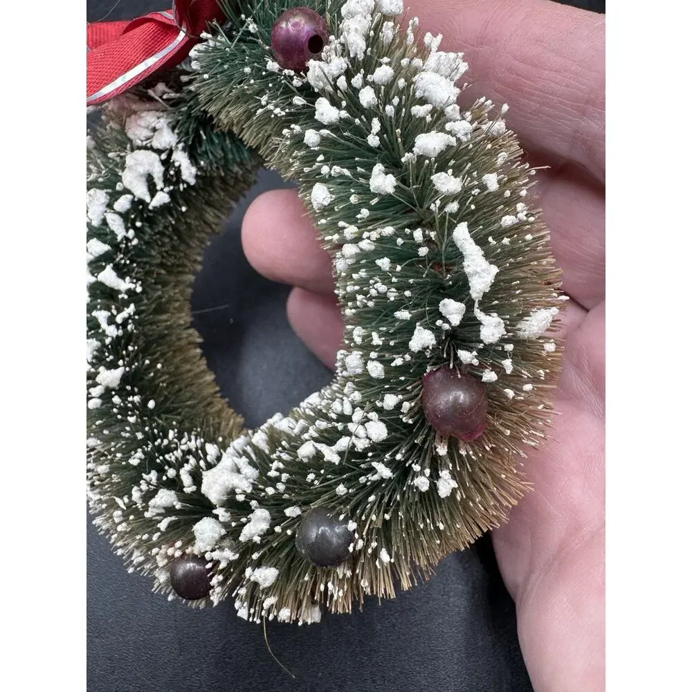 Vintage Bottle Brush Wreath Christmas Decoration with Balls Glitter TO5